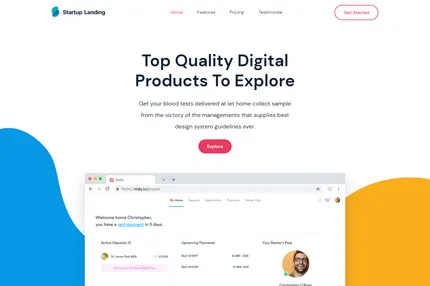 Screenshot of Startup Landing